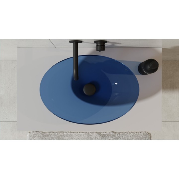 Umywalka 50x35x15 cm maskownica czarny mat BESCO ANYA bez otw. blue wave UMA-50-BWB