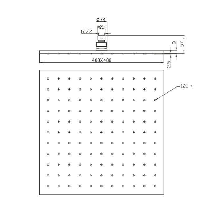 Deszczownica 1-funkcyjna 40x40 cm Omnires SlimLine chrom WG240CR