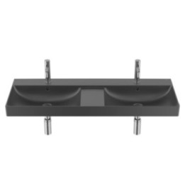 Umywalka ścienna podwójna 120x46x16 cm ROCA ONA czarny mat A32768B080