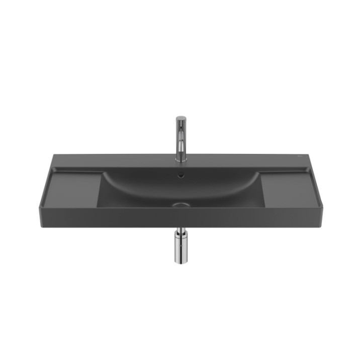 Umywalka ścienna 100x46x16 cm ROCA ONA z otw. czarny mat A32768A080
