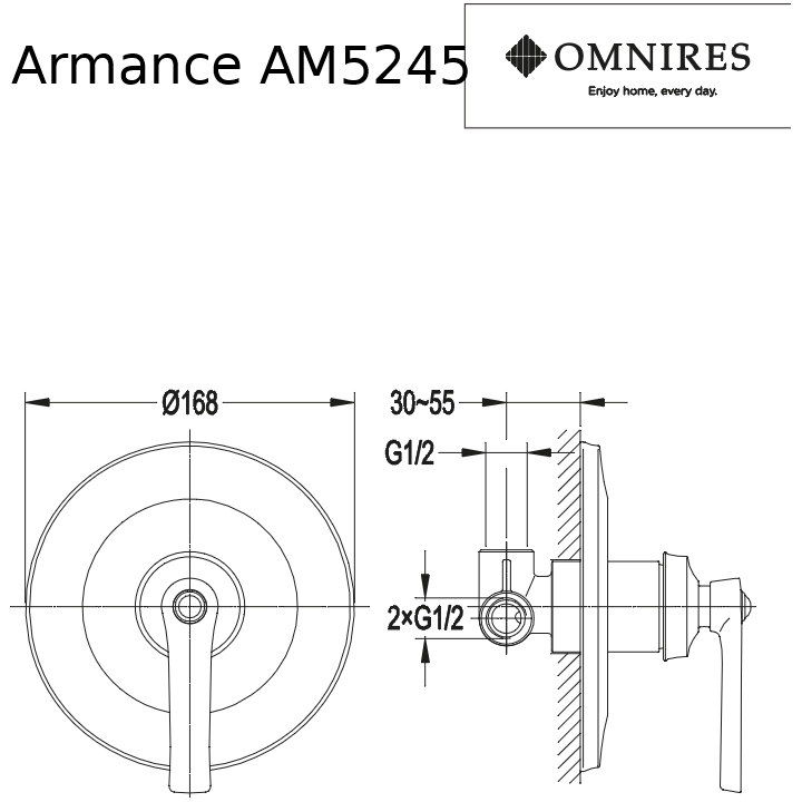 Bateria prysznicowa Omnires Armance podtynkowa miedź antyczna AM5245ORB