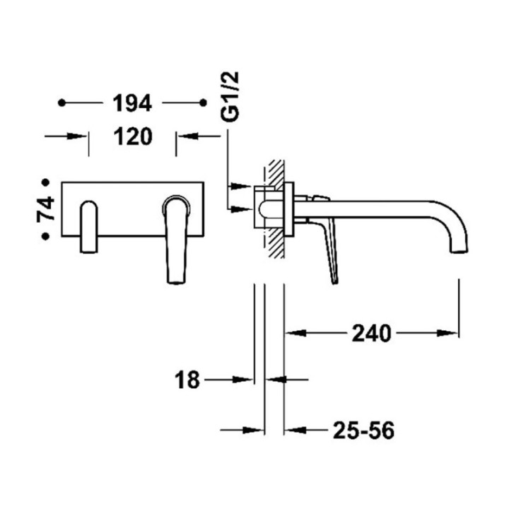 Bateria podtynkowa umywalkowa TRES FUJI stal 28130004AC