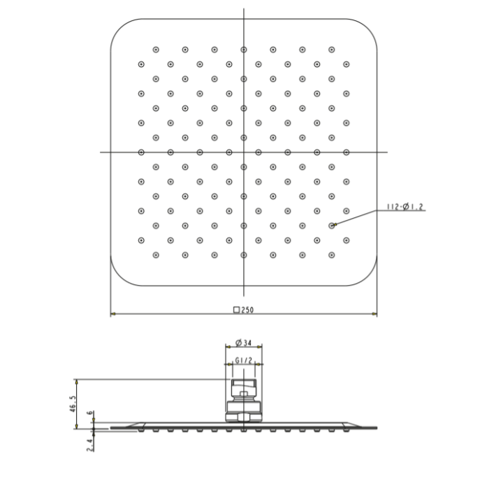 Deszczownica 25x25 cm Omnires Ultra SlimLine chrom WGU225/KCR