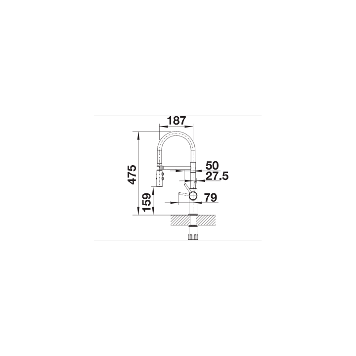 Bateria kuchenna wysokociśnieniowa BLANCO CATRIS-S Flexo satin dark steel 527731