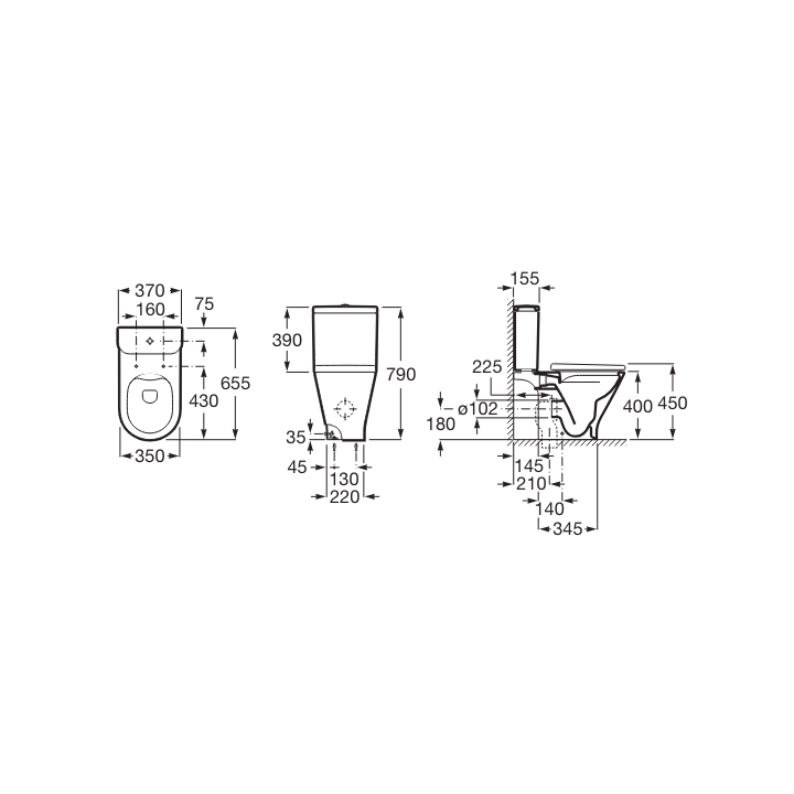 Miska WC do kompaktu Rimless 65,5 cm ROCA GAP ROUND supraglaze A3420N8S00