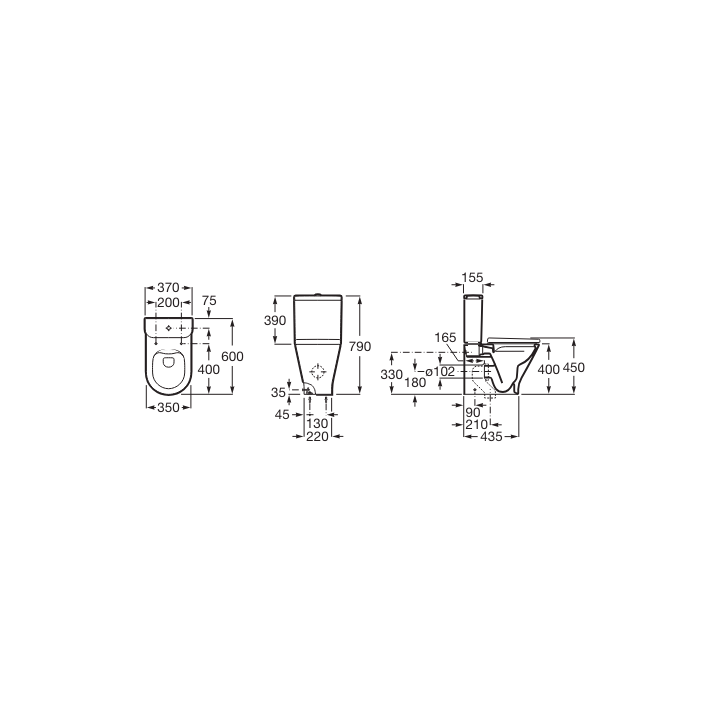 Miska WC przyścienna do kompaktu Rimless 60 cm ROCA GAP ROUND supraglaze A3420N7S00