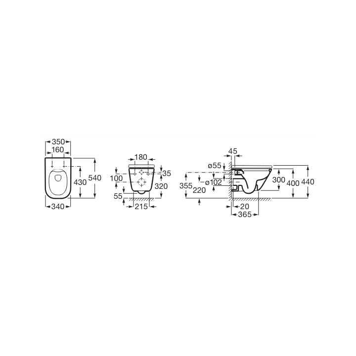 Miska WC podwieszana Rimless ROCA GAP SQUARE biała A34647F000