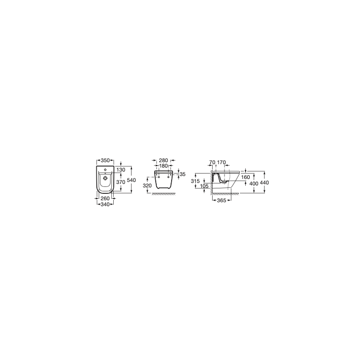 Bidet podwieszany ROCA GAP SQUARE supraglaze A357476S00
