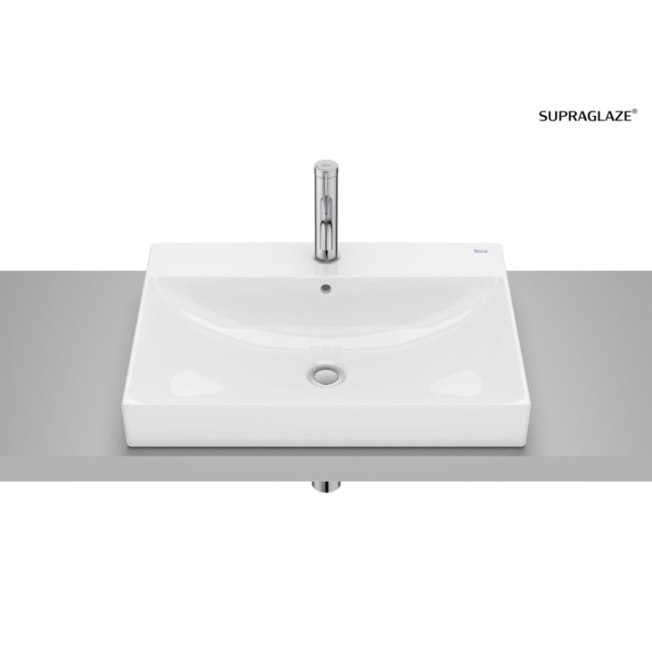 Umywalka blatowa Fineceramic 60x45 cm ROCA ONA z otw. supraglaze A32768NS00