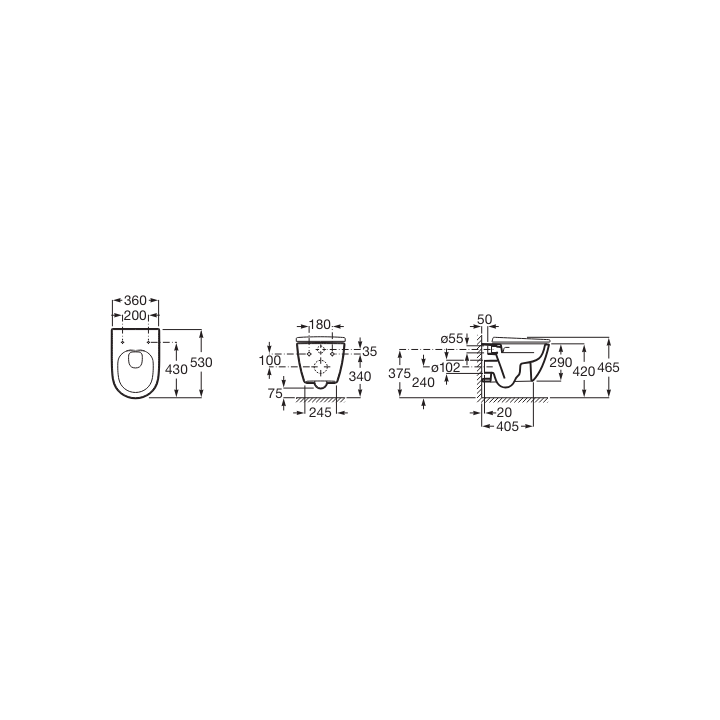 Miska WC 36x53 cm z deską wolnoopadającą ROCA ONA biały A34H688000