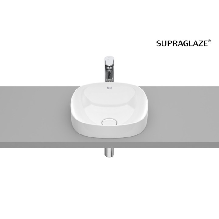 Umywalka blatowa 37x37 cm ROCA INSPIRA SOFT FINECERAMIC bez otw. supraglaze A32750RS00