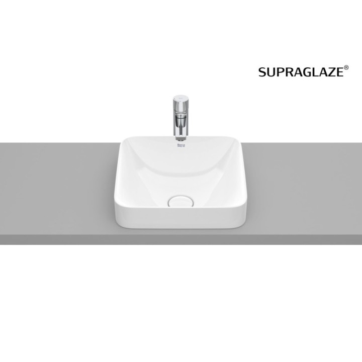 Umywalka blatowa 37x37 cm ROCA INSPIRA SQUARE FINECERAMIC bez otw. supraglaze A32753RS00