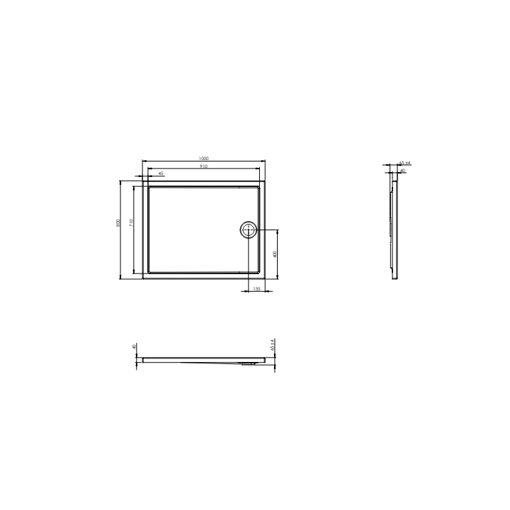 Brodzik prostokątny 100x80 cm ROCA GRANADA FLAT biały A276261000