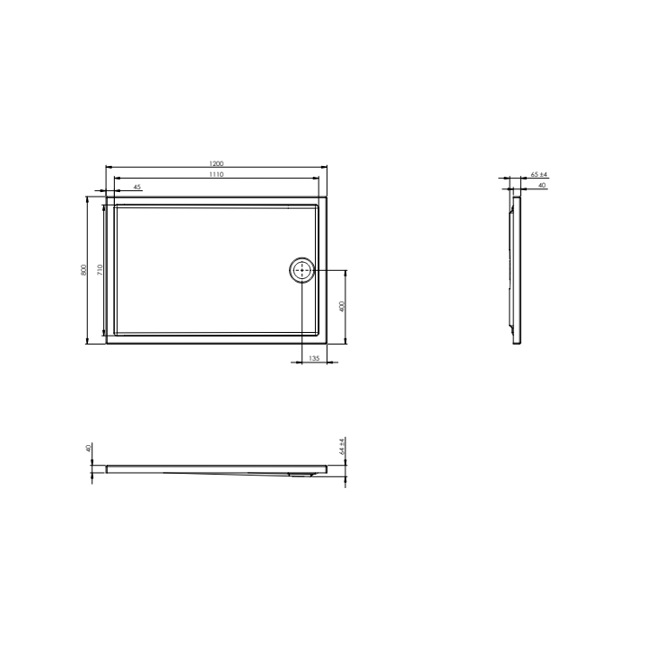 Brodzik prostokątny 120x80 cm ROCA GRANADA FLAT biały A276262000