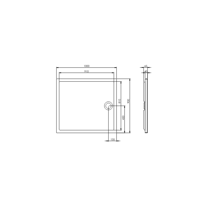 Brodzik prostokątny 100x90 cm ROCA GRANADA FLAT biały A276337000