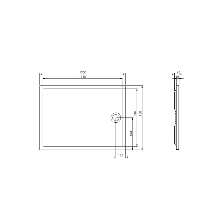 Brodzik prostokątny 120x90 cm ROCA GRANADA FLAT biały A276340000