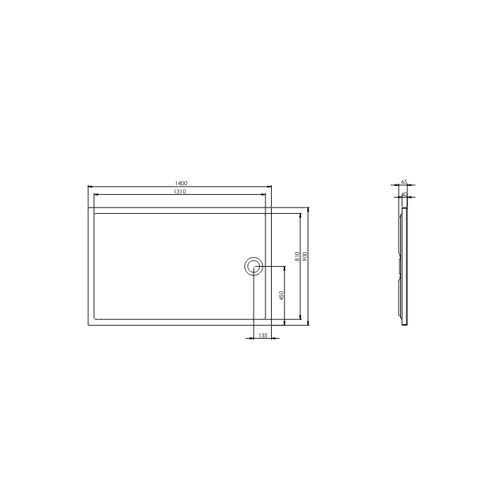 Brodzik prostokątny 140x90 cm ROCA GRANADA FLAT biały A276343000