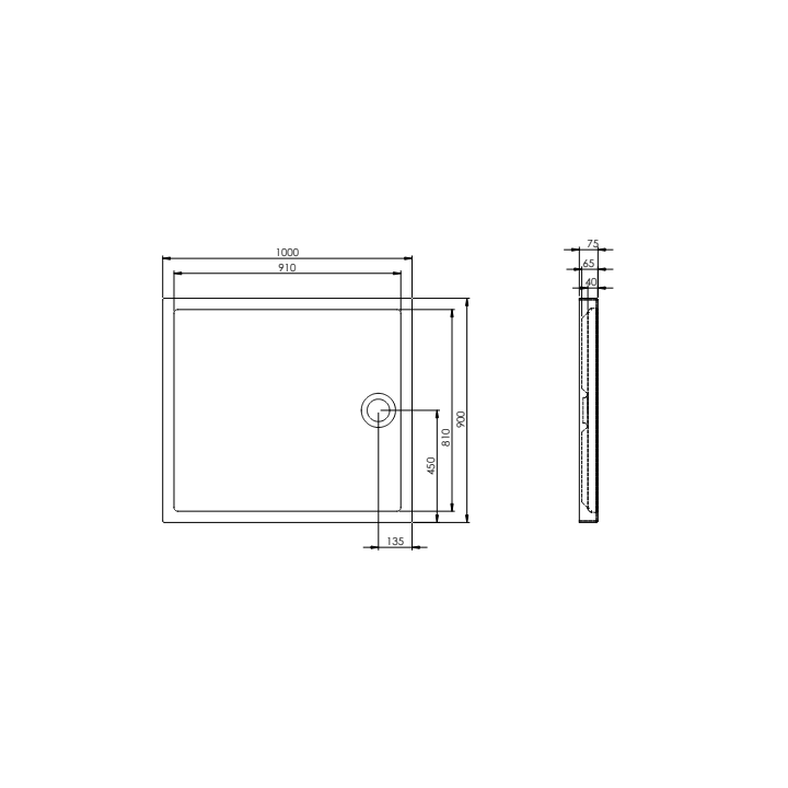 Brodzik prostokątny 100x90 cm ROCA GRANADA MEDIO biały A276338000
