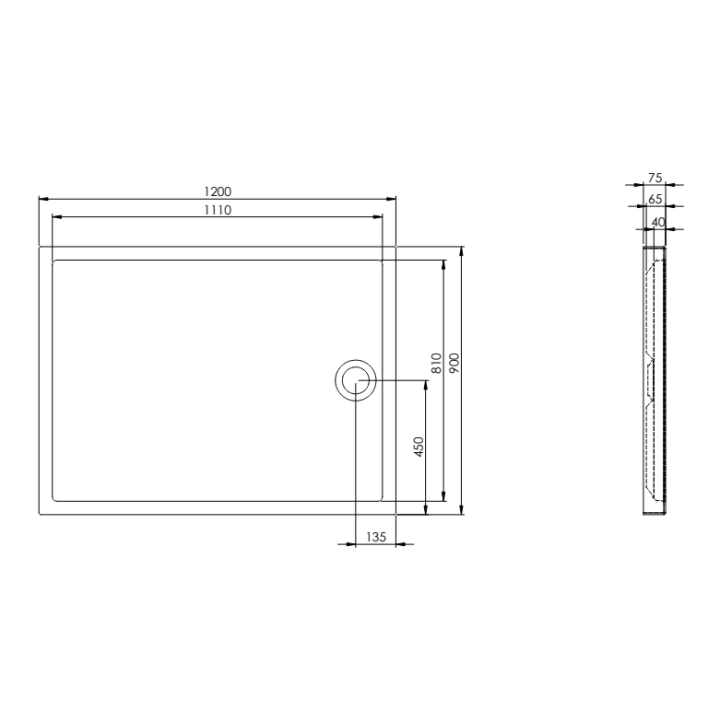 Brodzik prostokątny 120x90 cm ROCA GRANADA MEDIO biały A276341000