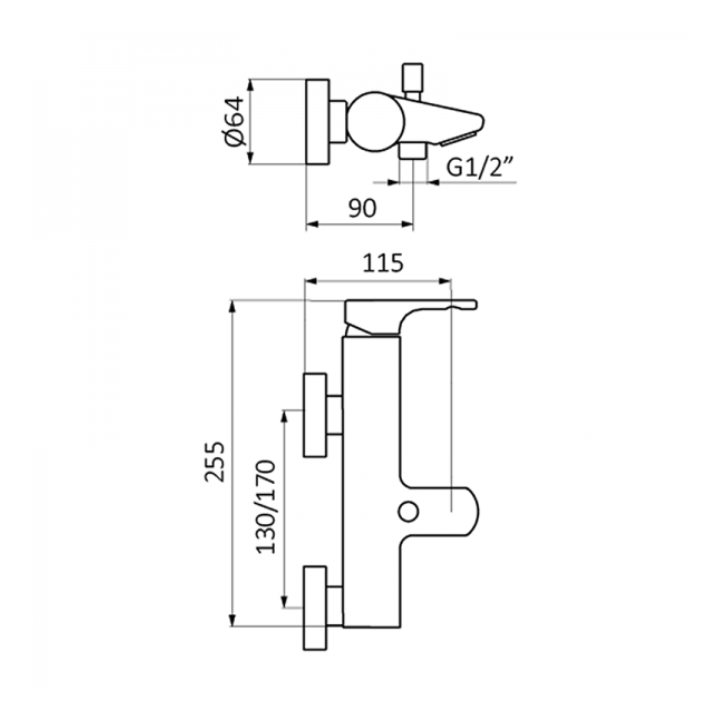 Bateria wannowo- natryskowa GRB Tender z zestawem czarny epoxy 905922