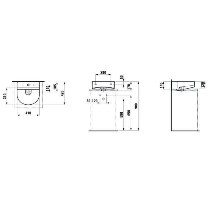 Umywalka ścienna Laufen Sonar 410 x 420 mm z otw. biała mat. H8163417571041