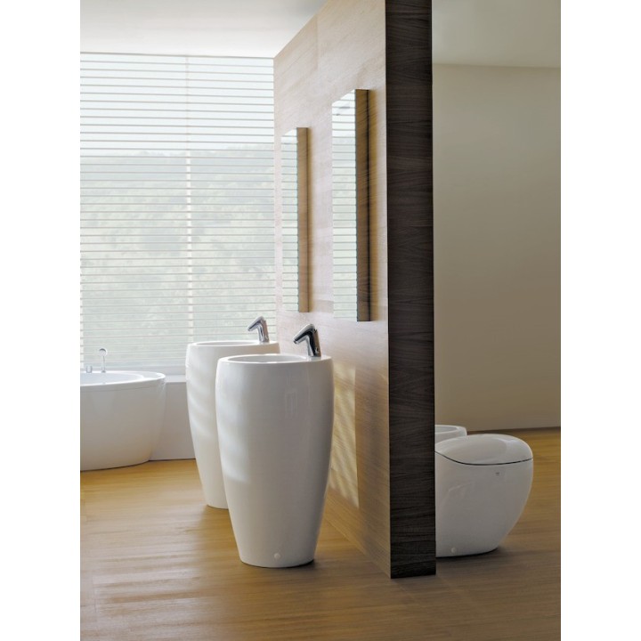 Monolityczna umywalka Laufen IL Bagno Alessi One wolnostojąca z postumentem Ø530 x 900 mm z otw. biała LCC H8119724001041