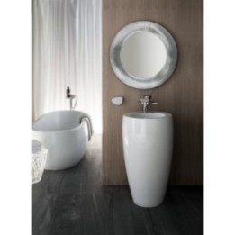 Monolityczna umywalka Laufen IL Bagno Alessi One wolnostojąca z postumentem Ø530 x 900 mm z otw. biała LCC H8119724001041