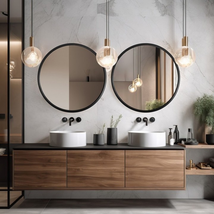 LUSTRO SCANDI – OKRĄGŁE W CZARNEJ RAMIE 120cm GieraDesign SCD/B/120