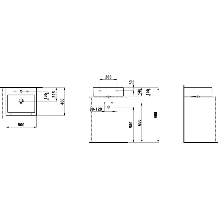 Umywalka ścienna Laufen Living City 500 x 460 mm z otw. biała H8174320001041