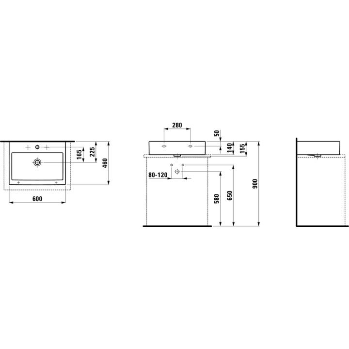 Umywalka ścienna Laufen Living City 600 x 460 mm z otw. biała H8174340001041