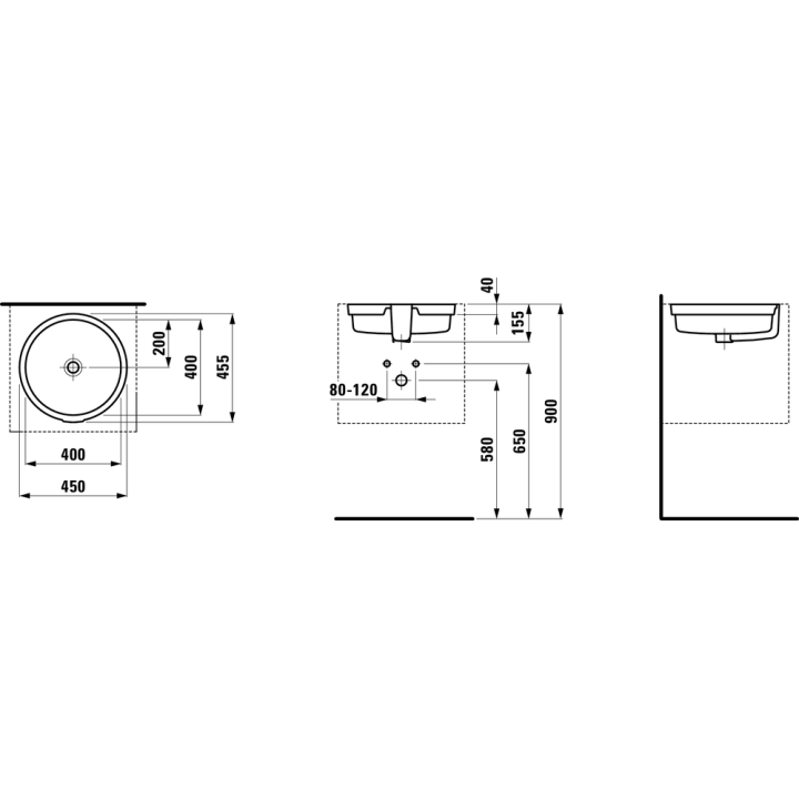 Umywalka podblatowa Laufen Living City śr.450 mm bez otw. biała H8134390001091