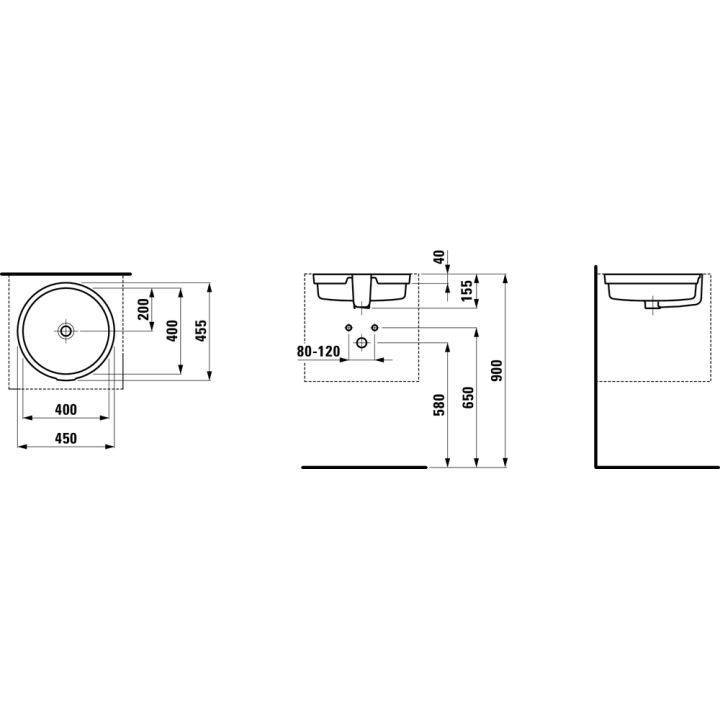 Umywalka podblatowa Laufen Living City śr.450 mm bez otw. biała H8134380001091