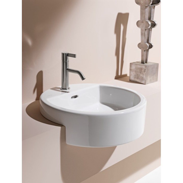 Umywalka półblatowa Laufen Living City śr. 460 mm z otw. biała H8134310001041