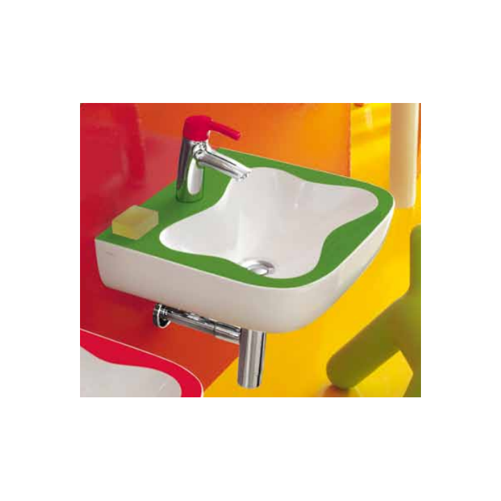 Umywalka ścienna Laufen Florakids 450 x 410 mm z otw. biały/zielony H8150310721041