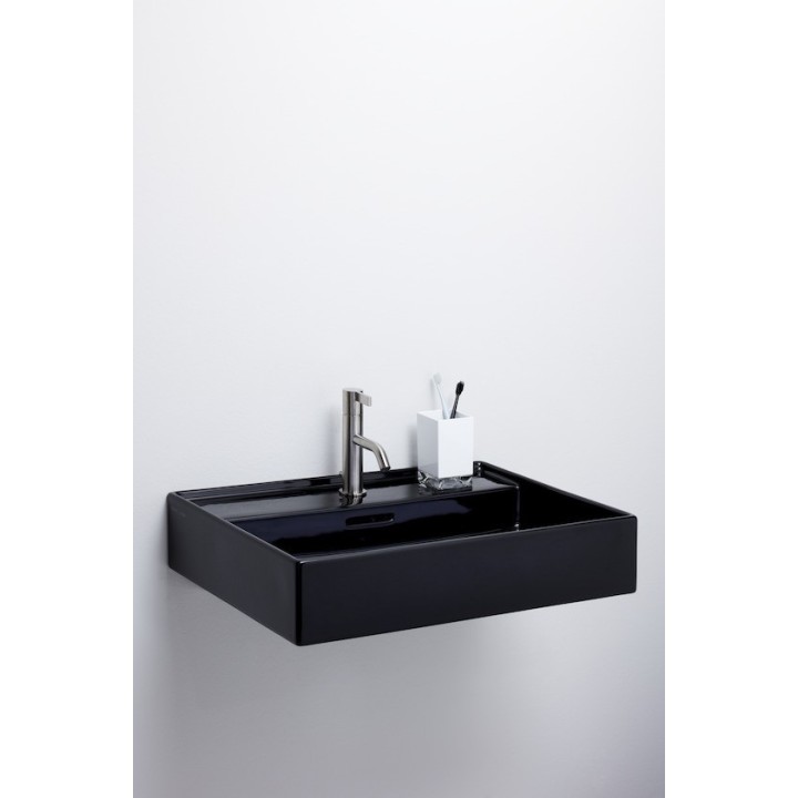 Umywalka ścienna Laufen Kartell by Laufen 500 x 460 mm bez otw. czarny połysk H8103320201091