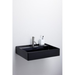Umywalka ścienna Laufen Kartell 600 x 460 mm szlifowana od spodu bez otw. czarny połysk H8163330201091