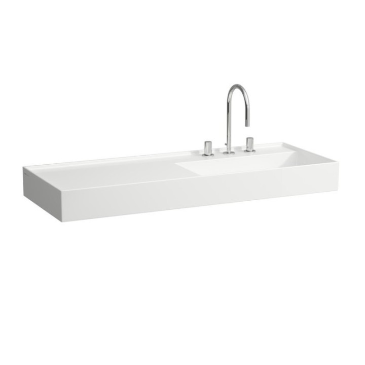Umywalka ścienna Laufen Kartell 1200 x 460 mm blat po lewej stronie z otw. biała H8133330001111