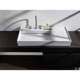 Umywalka ścienna Laufen Kartell 900 x 460 mm blat po prawej stronie z otw. biała H8103380001111
