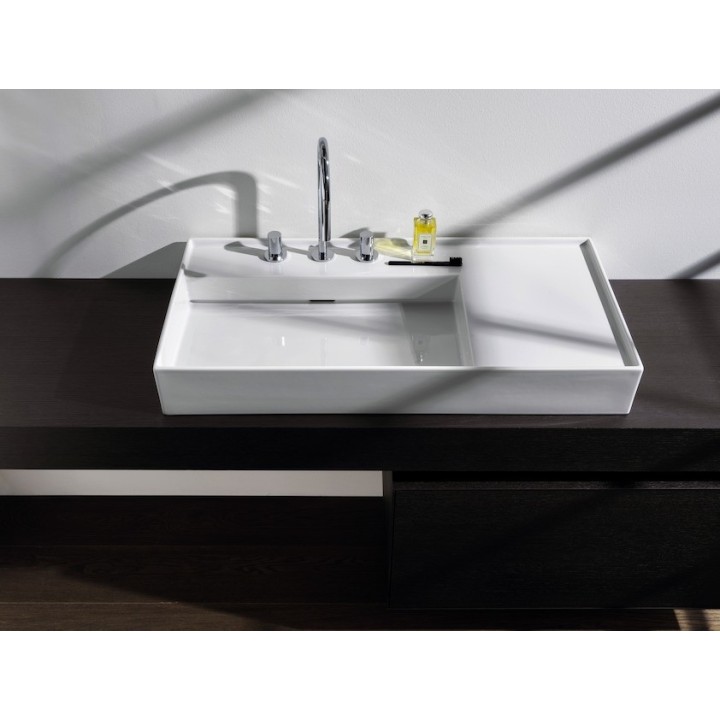 Umywalka ścienna Laufen Kartell 900 x 460 mm blat po prawej stronie bez otw. biała H8103380001121