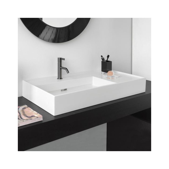 Umywalka ścienna Laufen Kartell 900 x 460 mm blat po prawej stronie bez otw. biała mat. H8103387571121