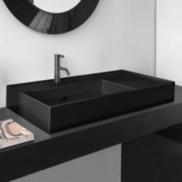 Umywalka ścienna Laufen Kartell 900 x 460 mm blat po prawej stronie z otw. czarna mat. H8103387161111
