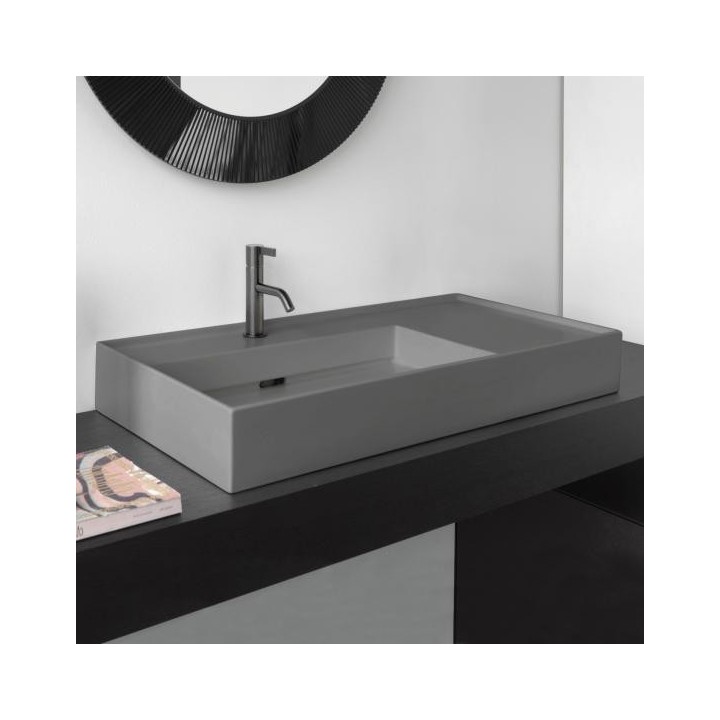 Umywalka ścienna Laufen Kartell 900 x 460 mm blat po prawej stronie z 3 otw. szary mat. H8103387591581