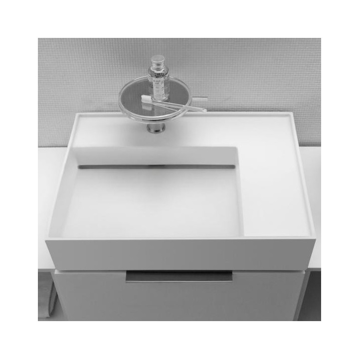 Umywalka ścienna Laufen Kartell 600 x 460 mm blat po prawej bez otw. biała mat. H8103347571121