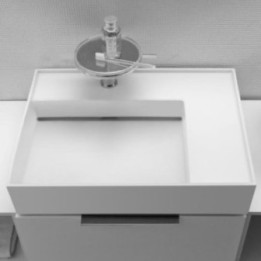 Umywalka ścienna Laufen Kartell 600 x 460 mm blat po prawej z otw. biała mat. H8103347571111