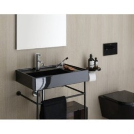 Umywalka ścienna Laufen Kartell 600 x 460 mm blat po prawej z 3 otw. czarny połysk H8103340201581