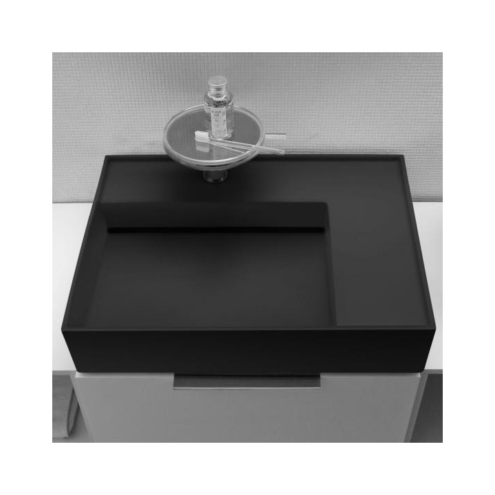 Umywalka ścienna Laufen Kartell 600 x 460 mm blat po prawej bez otw. czarny mat. H8103347161121