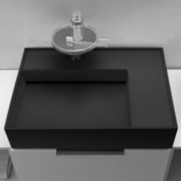 Umywalka ścienna Laufen Kartell 600 x 460 mm blat po prawej z 3 otw. czarny mat. H8103347161581