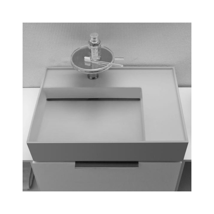 Umywalka ścienna Laufen Kartell 600 x 460 mm blat po prawej z 3 otw. szary mat. H8103347591581