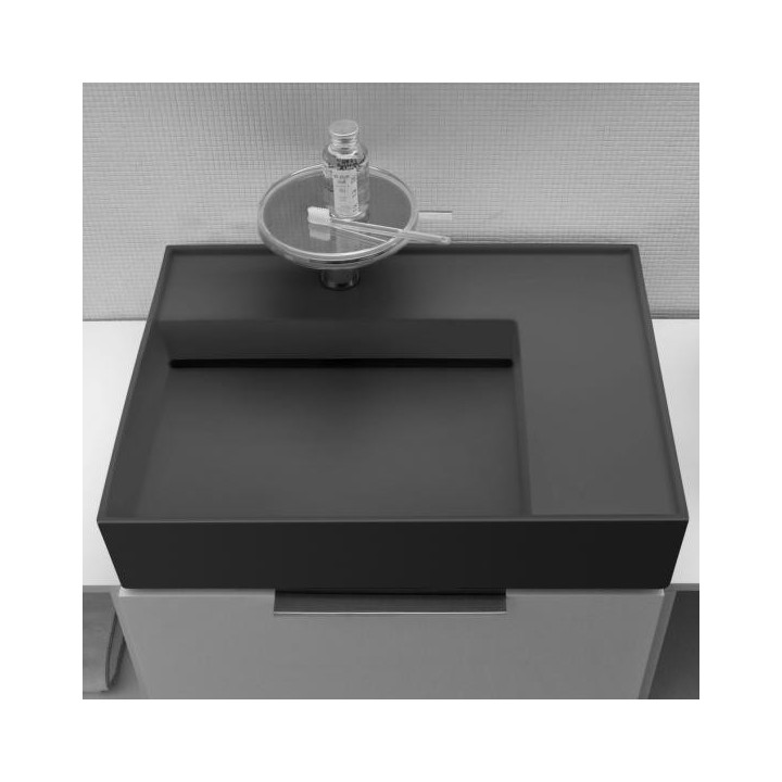 Umywalka ścienna Laufen Kartell 600 x 460 mm blat po prawej z otw. grafit mat. H8103347581111