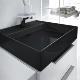 Umywalka ścienna Laufen Kartell 460 x 460 mm z otw. czarny połysk H8153310201111